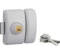 Verrou double entrée Universel pour porte d'entrée, cylindre 45mm, acier, 4 clés, epoxy blanc - THIRARD
