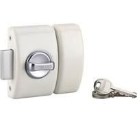 Verrou en applique à bouton pour porte d'entrée, cylindre Ø23x45mm, blanc, 3 clés - SP