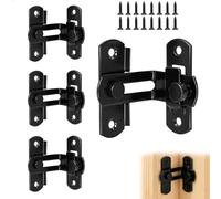 Verrou Porte Angle Droit 90°, 4 Pièces Noir, Targette en Acier Inoxydable pour Porte d'Entrée, Porte Bois, Porte Coulissante, Fenêtre, Jardin, Armoire
