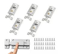 Verrou Porte Coulissante Automatique, 5 Pièces Loquet Porte Intérieure avec Ressort, Targette de Porte, Loquets et Verrous de Portes pour Chambre, Portail Jardin, Solide et Durable, Argenté, 4 Pouces