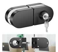 Verrou pour porte vitrée, épaisseur 10-12 mm, double pêne, sécurité, 3 clés, couleur noire