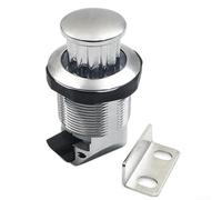 Verrou rotatif intégré à bouton-poussoir pour armoires, placards et tiroirs avec fonction de verrouillage (argenté)