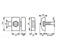 Verrou universel à bouton cylindre languette HG5 + 3 clés - Blanc - 00080472