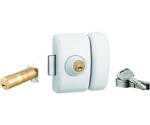 Verrou universel Transit 2 ajustable, double cylindre, blanc, 5 clés - THIRARD
