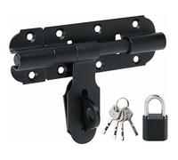 Verrous Porte Extérieur - Loquet à Boulon Coulissant et Barillet - Serrure avec Trou pour Cadenas