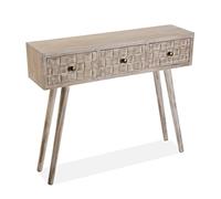 Versa Anish Meuble d'Entrée Étroit pour Entrée ou Couloir, Table Console, avec 3 tiroirs, Dimensions (H x l x L) 81,5 x 25 x 97 cm, Bois, Couleur: Marron et Gris