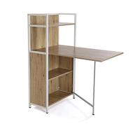 Versa Blumenau Table à Manger pour Cuisine, terrasse, Jardin ou Salle à Manger, Plan de Travail Pliable, Dimensions (H x l x L) 120 x 30 x 62 cm, Bois, PVC et métal, Couleur: Marron et Blanc