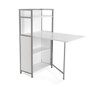 Versa Blumenau Table à Manger pour Cuisine, terrasse, Jardin ou Salle à Manger, Plan de Travail Pliable, Dimensions (H x l x L) 120 x 30 x 62 cm, Bois, PVC et métal, Couleur: Blanc