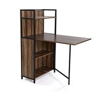 Versa Blumenau Table à Manger pour Cuisine, terrasse, Jardin ou Salle à Manger, Plan de Travail Pliable, Dimensions (H x l x L) 120 x 30 x 62 cm, Bois, PVC et métal, Couleur: Marron et Noir