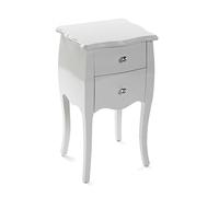 Versa Cagliari Table de Chevet Petite Table Décoration ou Table d'appoint pour la Chambre ou Le Salon Meuble Rangement, avec 2 tiroirs, Dimensions (H x l x L) 71 x 35 x 40 cm, Bois, Couleur: Blanc