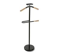 Versa Cham Valet de Nuit Multifonctionnel avec 2 Perchoirs Penderie pour Vêtements Homme ou Femme Valet de Chambre, Dimensions (H x l x L) 108 x 44 x 25 cm, Métal et Bois, Couleur: Noir et Bois