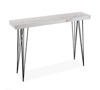 Versa Dallas Meuble d'Entrée Étroit pour Entrée ou Couloir, Table Console, Dimensions (H x l x L) 80 x 25 x 110 cm, Bois et métal, Couleur: Gris et Blanc