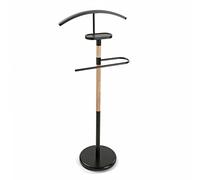 Versa Holstebro Valet de Nuit Multifonctionnel avec 2 Perchoirs Penderie pour Vêtements Homme ou Femme Valet de Chambre, Dimensions (H x l x L) 112 x 28,8 x 46,5 cm, Métal et Bois, Couleur: Noir
