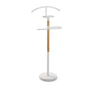 Versa Holstebro Valet de Nuit Multifonctionnel avec 2 Perchoirs Penderie pour Vêtements Homme ou Femme Valet de Chambre, Dimensions (H x l x L) 112 x 28,8 x 46,5 cm, Métal et Bois, Couleur: Blanc