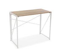 Versa Jack Bureau Informatique Bureau Sécretaire Poste de Travail Table d'étude pour Ordinateur Gaming, Pliable, Dimensions (H x l x L) 74 x 45 x 90 cm, Bois et métal, Couleur: Blanc