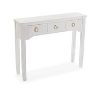 Versa Kanna Meuble d'Entrée Étroit pour l'Entrée ou Couloir, Table console, Dimensions (H x l x L) 78 x 92 x 25 cm, Bois, Couleur Blanc