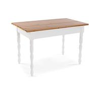 Versa Klett Table Ronde pour Jardin, Balcon ou terrasse, Table d'extérieur ou intérieur, Dimensions (H x l x L) 80 x 70 x 120 cm, Bois, Couleur: Marron et Blanc