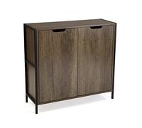 Versa Lizzy Meuble d'Entrée Étroit pour Entrée ou Couloir, Table Console, Armoire à 2 Portes, Porte-Chaussures, Dimensions (H x l x L) 78,8 x 30 x 83,2 cm, Bois, Couleur: Marron et Noir