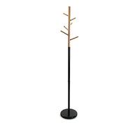 Versa Malmö Porte-Manteau Vêtements Portemanteau Minimaliste, avec 6 Crochets ou cintres pour vêtements ou Sacs pour la Salle, Dimensions (H x l x L) 171 x 28 x 28 cm, Métal et Bois, Couleur: Noir