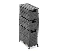 Versa Mannheim Armoire de Salle de Bain, Commode Organisation, Caisson à tiroirs avec 3 tiroirs pour Organiser, Rangement Moderne, Dimensions (H x l x L) 57 x 28 x 15,5 cm, Nylon, Couleur: Gris Clair