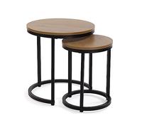 Versa Megan Table d'appoint pour Le Jardin, Le Balcon ou la terrasse, Porte-Pots, Ensemble de 2, Dimensions (H x l x L) 48 x 45 x 45 cm, Bois et métal, Couleur: Marron et Noir