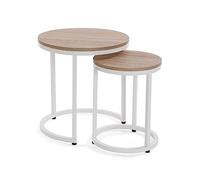 Versa Megan Table d'appoint pour Le Jardin, Le Balcon ou la terrasse, Porte-Pots, Ensemble de 2, Dimensions (H x l x L) 48 x 45 x 45 cm, Bois et métal, Couleur: Blanc et Marron