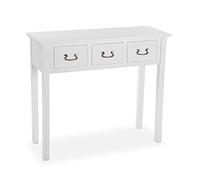Versa Niza Meuble d'Entrée Étroit pour Entrée ou Couloir, Table Console, avec 3 tiroirs, Dimensions (H x l x L) 80 x 35 x 90 cm, Bois, Couleur: Blanc