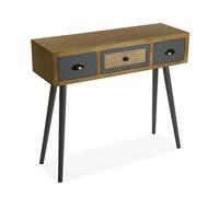 Versa Pandora Meuble d'Entrée Étroit pour Entrée ou Couloir, Table Console, avec 3 tiroirs, Dimensions (H x l x L) 79 x 30 x 90 cm, Bois, Couleur: Marron