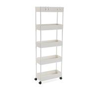Versa Skuvoy Meuble auxiliaire de Salle de Bains, Chariot de Rangement ou charrette, avec 5 étagères et sur rou rou roulettes, (H x l x L) 116 x 18 x 40 cm, ABS et Plastique, Couleur: Blanc