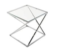 Versa Trento Table d'appoint pour Le Salon, la Chambre ou la Cuisine. Table Basse auxiliaire Moderne, Dimensions (H x l x L) 51 x 51 x 51 cm, Verre et métal, Couleur: Argenté