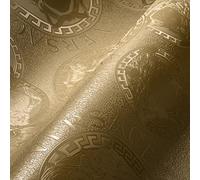 Versace 384611 Papier peint intissé de luxe doré métallisé Motif logo Medusa 10,05 x 0,70 m Fabriqué en Allemagne