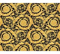 Versace Designer Barock Satintapete Barocco Flowers 935834 Schwarz / Gelbgold - Design Tapete - Deko Accessoires