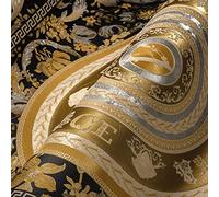 Versace Home Wallpaper 387055 Papier peint floral Doré/noir/argenté Motif cercles 10,05 x 0,70 m Fabriqué en Allemagne