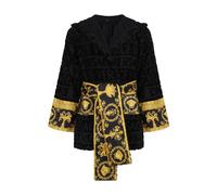 Versace - Peignoir court noir avec motif baroque - Femme - Vêtements de nuit et de détente - Noir - Taille: 42 FR