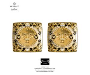 Versace Rosenthal Prestige Gala Lot 2 Piatto Carré 12 cm Porcelaine Noir Gris Or