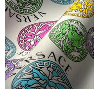 VERSACE WallPAPER Coloré Blanc Rose Bleu Designer Logo Medusa 386101 10,05x0,70m