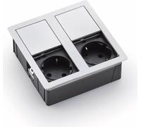 VersaHit : Bloc de prises double, blanc mat - Schuko 2 prises avec couvercle coulissant / prises