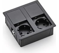 VersaHit : Bloc de prises double, couleur gunmetal - Schuko 2 prises avec couvercle coulissant