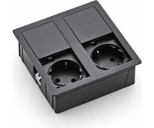 VersaHit : Bloc de prises double, couleur gunmetal - Schuko 2 prises avec couvercle coulissant