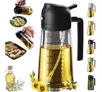 Verseur d’Huile 2-en-1 470 ml - Verseur &Spray Huile en Verre avec Graduation pour Dosage Précis - Distributeur Huile d’Olive, Vinaigre - Anti-Goutte, Anti-Lumière - Accessoire Cuisine (Noir)