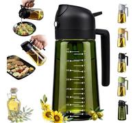 Verseur d’Huile 2-en-1 470 ml - Verseur &Spray Huile en Verre avec Graduation pour Dosage Précis - Distributeur Huile d’Olive, Vinaigre - Anti-Goutte, Anti-Lumière - Accessoire Cuisine (Noir Opaque)