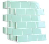 (Vert)10 Pièces Plus Épais Credence Adhesive Pour Cuisine Salle De Bain, Faux Carrelage Adhesif Mural Blanc Credence Cuisine Adhesive, Imperméable Metro 3d Dalle Pvc Adhesive Murale