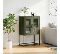 Vert Armoire haute - SOLOMOON - BUFFET DE SALON - vert olive 68x39x107 cm - acier FR3874