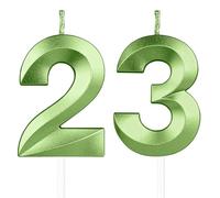 Vert bougies d'anniversaire en forme de chiffre 23, 3D bougies Vert décoration de gâteau,décoration de gâteau pour fête d'anniversaire, mariage,bougie d'anniversaire pour gâteau