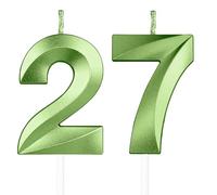 Vert bougies d'anniversaire en forme de chiffre 27, 3D bougies Vert décoration de gâteau,décoration de gâteau pour fête d'anniversaire, mariage,bougie d'anniversaire pour gâteau
