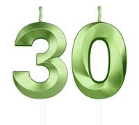 Vert bougies d'anniversaire en forme de chiffre 30, 3D bougies Vert décoration de gâteau,décoration de gâteau pour fête d'anniversaire, mariage,bougie d'anniversaire pour gâteau