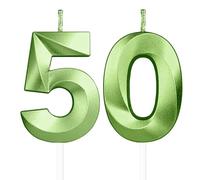 Vert bougies d'anniversaire en forme de chiffre 50, 3D bougies Vert décoration de gâteau,décoration de gâteau pour fête d'anniversaire, mariage,bougie d'anniversaire pour gâteau