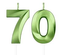 Vert bougies d'anniversaire en forme de chiffre 70, 3D bougies Vert décoration de gâteau,décoration de gâteau pour fête d'anniversaire, mariage,bougie d'anniversaire pour gâteau
