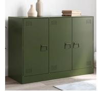 Vert Buffet de rangement - Vitrine bahut - armoire console Pour cuisine, vert olive 99 x 39 x 73cm acier 9382032