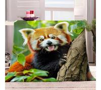 Vert Couverture Panda Roux Animal Plaid Polaire 130x160 cm Adultes d'enfants Couverture en Flanelle Sherpa Super Douce et Chaude pour Canapé Chaise et Lit